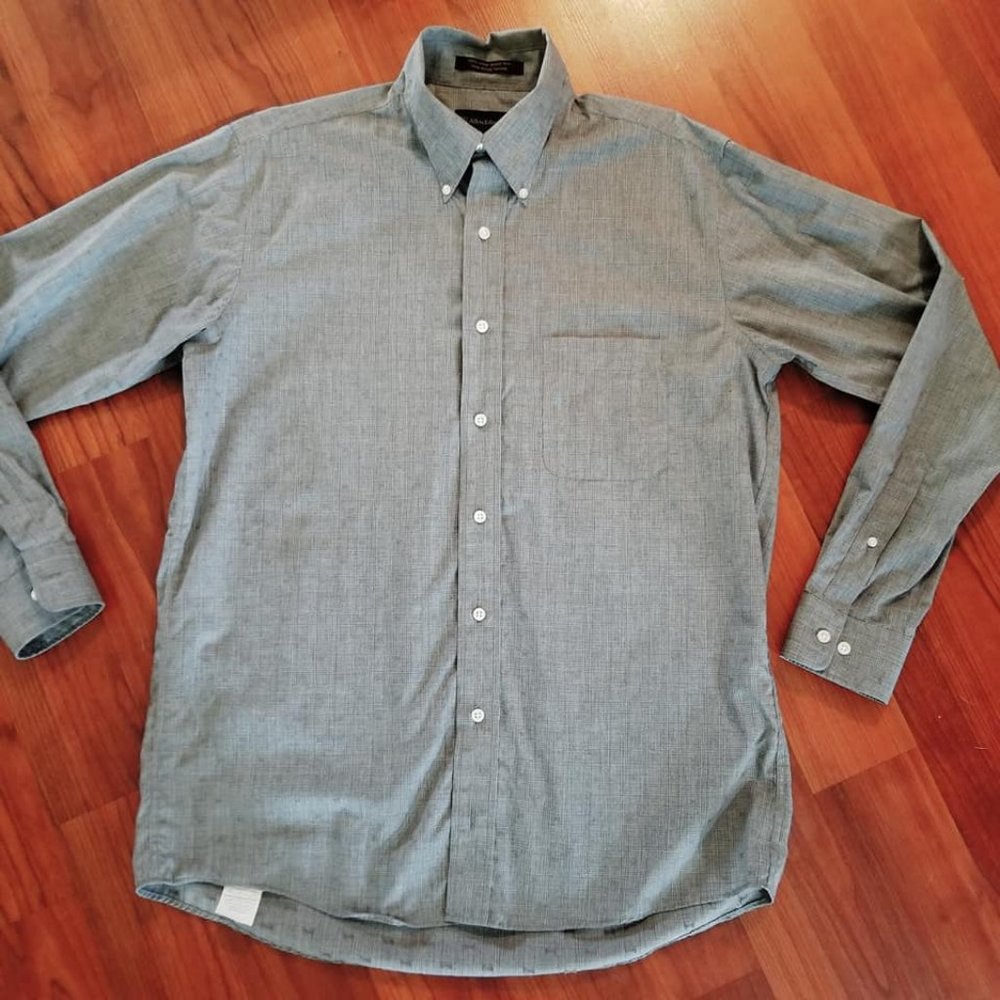 Allen Edmonds Mens Gray Plaid Button down Dress Shirt Medium/M Business Casual